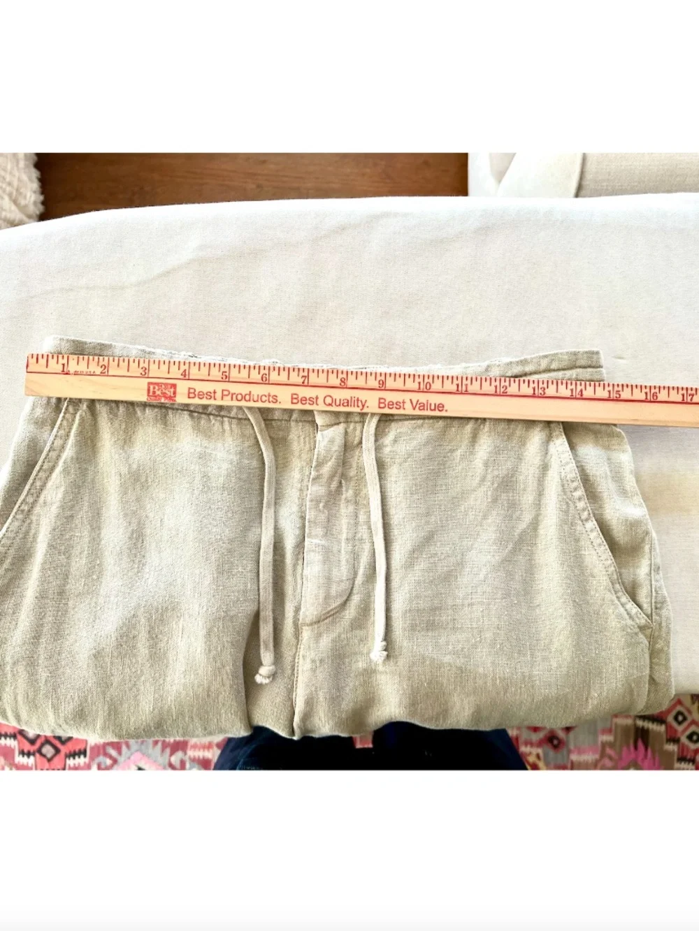 INKERMAN Organic Linen Drawstring Pants in Sand - 30